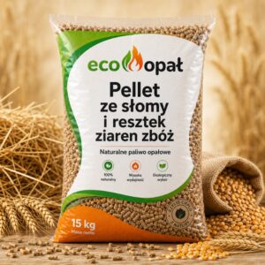 Pellet ze słomy i resztek ziaren zbóż